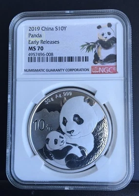 2019  10 Y Panda Silver Ms 70 ER - Image 1 of 2