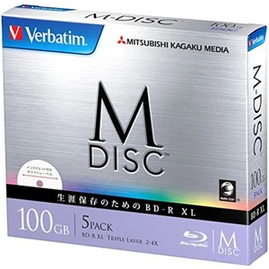 1000 Years Verbatim Bluray M-Disc BD-R XL 100GB 4x Speed Inkjet Printable 5 Pack - Bild 1 von 5