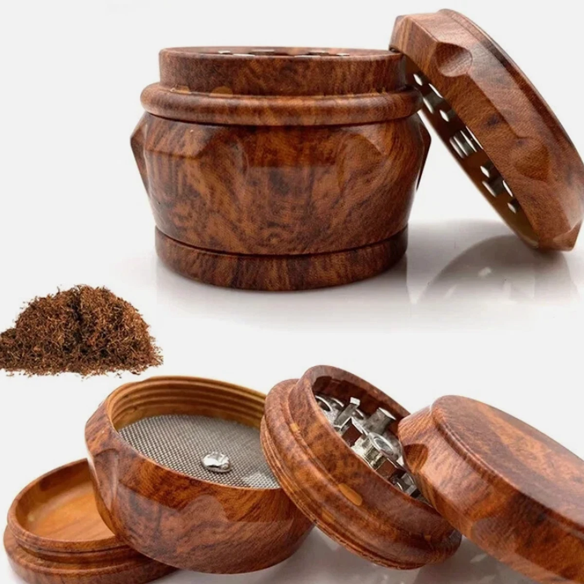 Metal Herb Grinders | 4 Piece Green Coloured Spice Grinder (40mm) 1.5 Inch Small Portable Tobacco Crusher For Herbs, Spices In Four Pieces | Sharp Shark Teeth | Smoking Accessories NEW 2023 - Foto 8