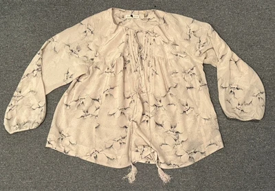 Blusa Rebecca Taylor 100% Seda Talla 12 Top Camisa Borlas Estampado Floral Foto 1 de 4