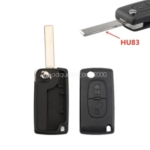 Car Key Shell Case 2 Buttons Remote HU83 CE0523 For Citroen C2 C3 Picasso C4 C8 - Picture 1 of 6