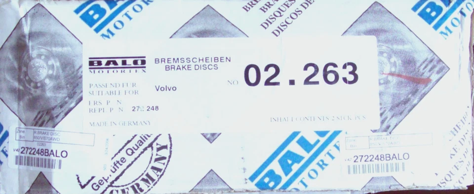 Balo 272248 - Rear Disc Brake Rotor - Pair (2) - Image 1 of 1