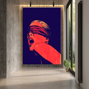 Blindfolded Girl Abstrct Art Canvas Painting Canvas Wall Art Home Decor Poster - Picture 1 of 14