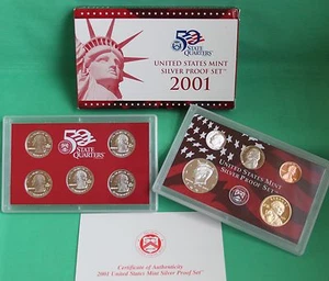 2001 United States Mint ANNUAL 10 Coin SILVER Proof Set with Box and COA - Picture 1 of 7