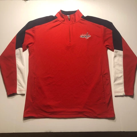 Washington Capitals NHL Red Quarter Zip Pullover Sweater Size Medium Cover
