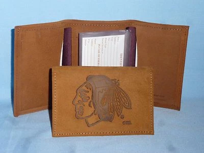 CHICAGO BLACKHAWKS  Leather TriFold Wallet   NEW!   txt - Image 1 of 4