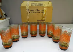 Nos Libbey orange Lotusgläser 8er Set MCM Owens-Illinois Glaswaren Neu im Karton - Bild 1 von 7
