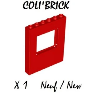 lego 59349 - 1x Panneau Mur Fenêtre / Panel Wall 1x6x6 Window - Rouge Red - NEUF - Imagen 1 de 1