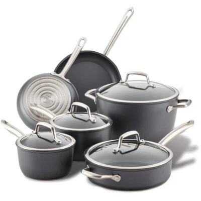 Anolon Accolade Hard-Anodized Pots and Pans Set/Cookware Set, 10-Piece