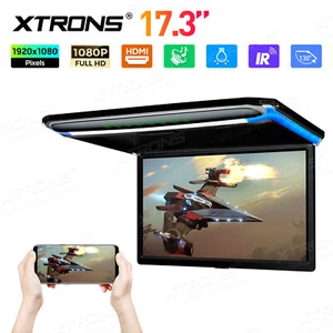 17.3"FHD Screen 1080P Roof Mounted Monitor Ceiling Flip Down Car Coach Carava FM - Picture 1 of 17