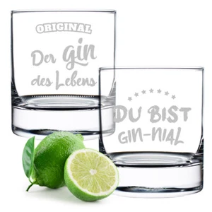 gin glass set of 2 with sayings - Picture 1 of 20