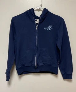 Knit Works Navy Blue Zipper Sweater w/ Engraved “M” - Size XL Juniors - Picture 1 of 4