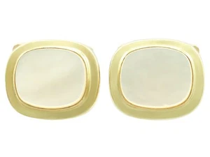 Vintage Mother of Pearl 14k Yellow Gold Cufflinks - Circa 1960 - Picture 1 of 7