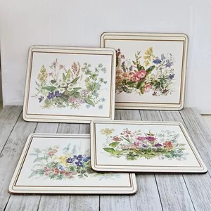 Vintage Set of 4 Pimpernel Various Flowers Floral Motif Design 8.5"x7.5" Cork - Picture 1 of 22