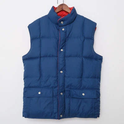 Vintage 70s Down Feathers Puff Vest Winter Jacket Size Medium Blue Swan Brand - Image 1 of 4