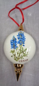 Vtg Estate Find TEXAS BLUEBONNETS Christmas Ornament GOLD TRIMS - Picture 1 of 5