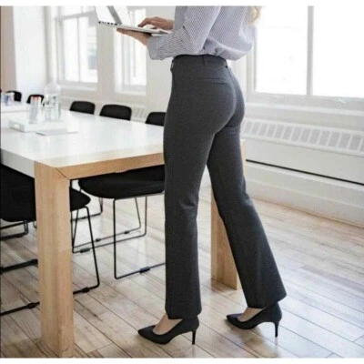 Betabrand Classic Dress Pants Size Large Petite Yoga Bootcut Charcoal Gray - Image 1 of 4