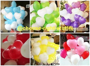 10-100 Heart Shape White With Mix Colour Balloons For Wedding Anniversaries - Picture 1 of 11