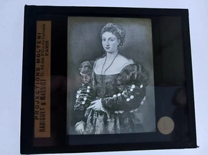 LA BELLA LE TITIEN PORTRAIT FEMME PITTI PHOTO PLAQUE DE VERRE 1900 VINTAGE - Picture 1 of 2