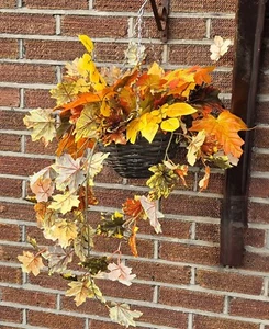 Artificial Autumn Flowers Leaves Leaf Hanging Basket Plants Garden Rose Ivy Fern - Picture 1 of 17