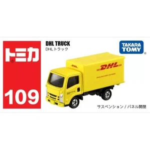 Takara Tomy Tomica 109 DHL TRUCK Yellow ISUZU ELF Diecast Model Toy Car New - Picture 1 of 5