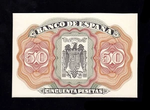 F.C. PRUEBA DE REVERSO DE 50 PESETAS 1939 , S/C- . - Picture 1 of 2