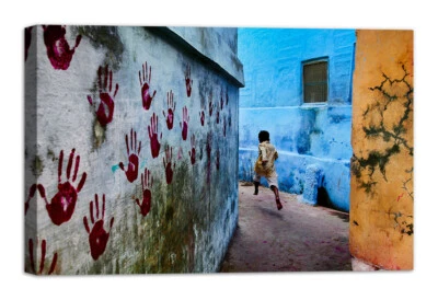 LUXHOMEDECOR Quadro Stampa su Tela con Telaio in Legno steve mccurry INDIA
