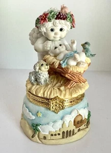 VTG 1998 Dreamsicles #10456 Cherub In Manger Nativity 4.5” Hinged Trinket Box - Picture 1 of 16