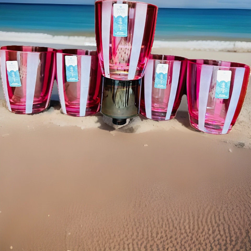 Juego de vasos Sigrid Olsen acrílico rosa y blanco/5 sin BPA juego de vasos Foto 1 de 4