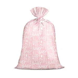 Pink Jumbo Plastic Gift Bag for Girl Baby Shower Birthday Holiday - Picture 1 of 7