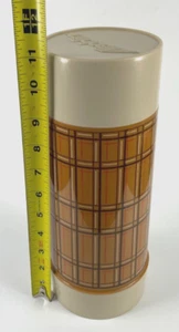 Botella termo vintage Aladdin caramelo a cuadros # 240 #44 tapón 11" - Imagen 1 de 10