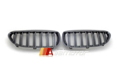 Carbon Look Front Kidney Grilles fit for 04-10 BMW E63 E64 6-Series Coupe and M6 - Image 1 of 3