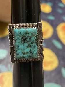 Vintage Tribal Sterling Silver And Turquoise Ring Size 9.5 Native American - Picture 1 of 4