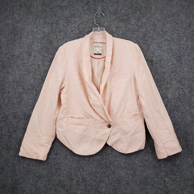 Blazer Anthropologie Cartonnier Feminino 10 Laranja Terno Pêssego Jaqueta Um Botão - Imagem 1 de 4