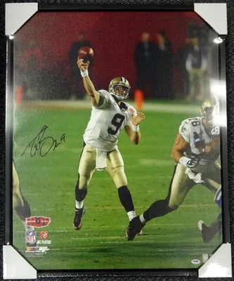 Drew Brees Signed Framed 24x30 Canvas Photo New Orleans Saints #/9 PSA/DNA - Image 1 of 4