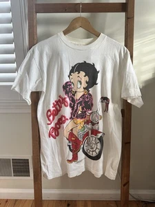 T-shirt moto Betty Boop vintage anni 90 1994 Harley Davidson grande punto singolo - Foto 1 di 4