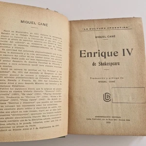 Miguel Cane (trad. y prologo) - Enrique IV-  Shakespeare - 1918 - Bild 1 von 3