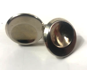 Classic Plain Silver Tone Round Dimpled Cufflinks Toggle Closure Men's Formal - Picture 1 of 5