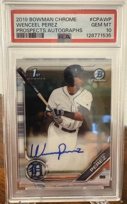 2019 Bowman Chrome Wenceel Perez 1st Bowman Autograph PSA 10 Gem Mint Det Tigers - Image 1 of 2