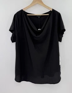 Universal Standard Better-Than-Silk Shell Top Black Draped Size 18-20 Sz M - Picture 1 of 11