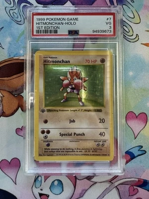 1st Edition Shadowless Base Set Hitmonchan Holo 7/102 Pokemon 1999🔥PSA 3 MP + - Image 1 of 2