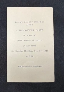 1911 HALLOWEEN PARTY INVITATION WITH KATE GREENAWAY ILLUSTRATION ON FRONT - Picture 1 of 2