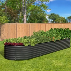 Livsip Raised Garden Bed Beds Kit Planter Oval Galvanised Steel 320cmX80cmX56cm - Picture 1 of 10