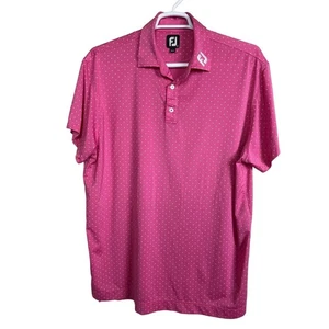 FootJoy Men’s XL Golf Polo Pink Square Print Tour Collar Performance Shirt - Picture 1 of 7