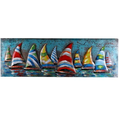 Wandbild Relief Metallbild 3D Segelregatta XXL Unikat Bild 180x60x7cm Segelboot  - Bild 1 von 4