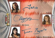 2010 TRISTAR TNA NEW ERA TARA TRACI BROOKS CHRISTY HEMME TRIPLE AUTO CARD #A3-4