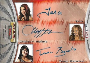 2010 TRISTAR TNA NEW ERA TARA TRACI BROOKS CHRISTY HEMME TRIPLE AUTO CARD #A3-4