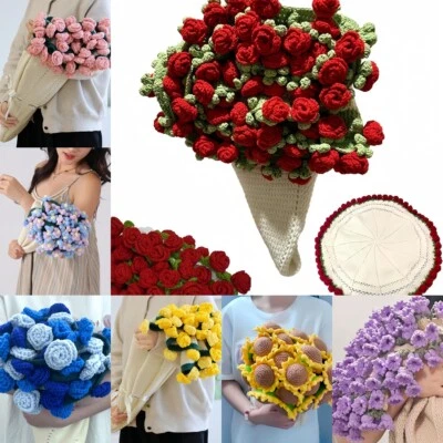 Handmade Crochet Flower Bouquet Blanket Birthday Wedding Valentine’s Day Gift - image 1 of 4