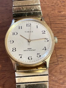 Vintage Timex Watch Men 34mm Gold Tone Dial Stretch Band Manual Wind Philippines - Picture 1 of 7