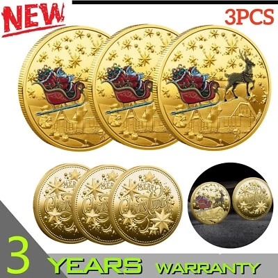 3 件圣诞老人五颜六色的浮雕奖章圣诞小礼物纪念币 — 第 1/4 张图片